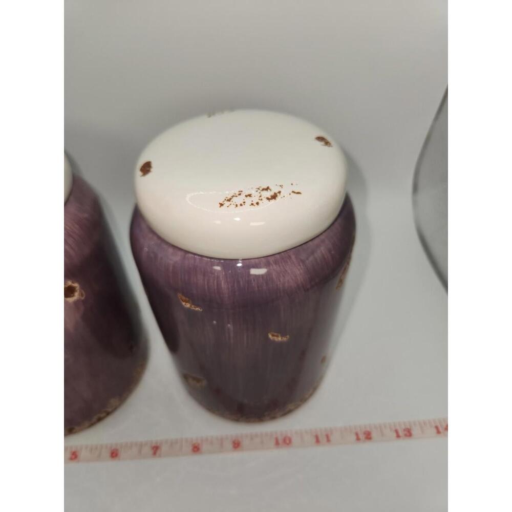 Small Ceramic Canisters With Lids, Purple & Brown - Picture 11 of 13